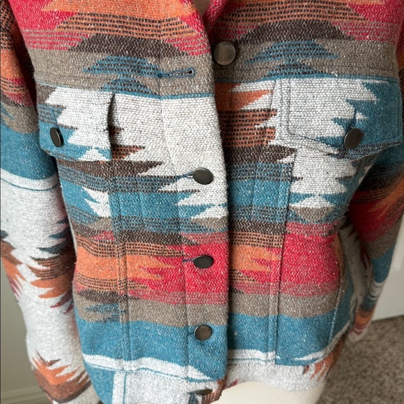 EUC Blue B Collection Southwestern Patterned Button Down Jacket - Picture 2 of 4
